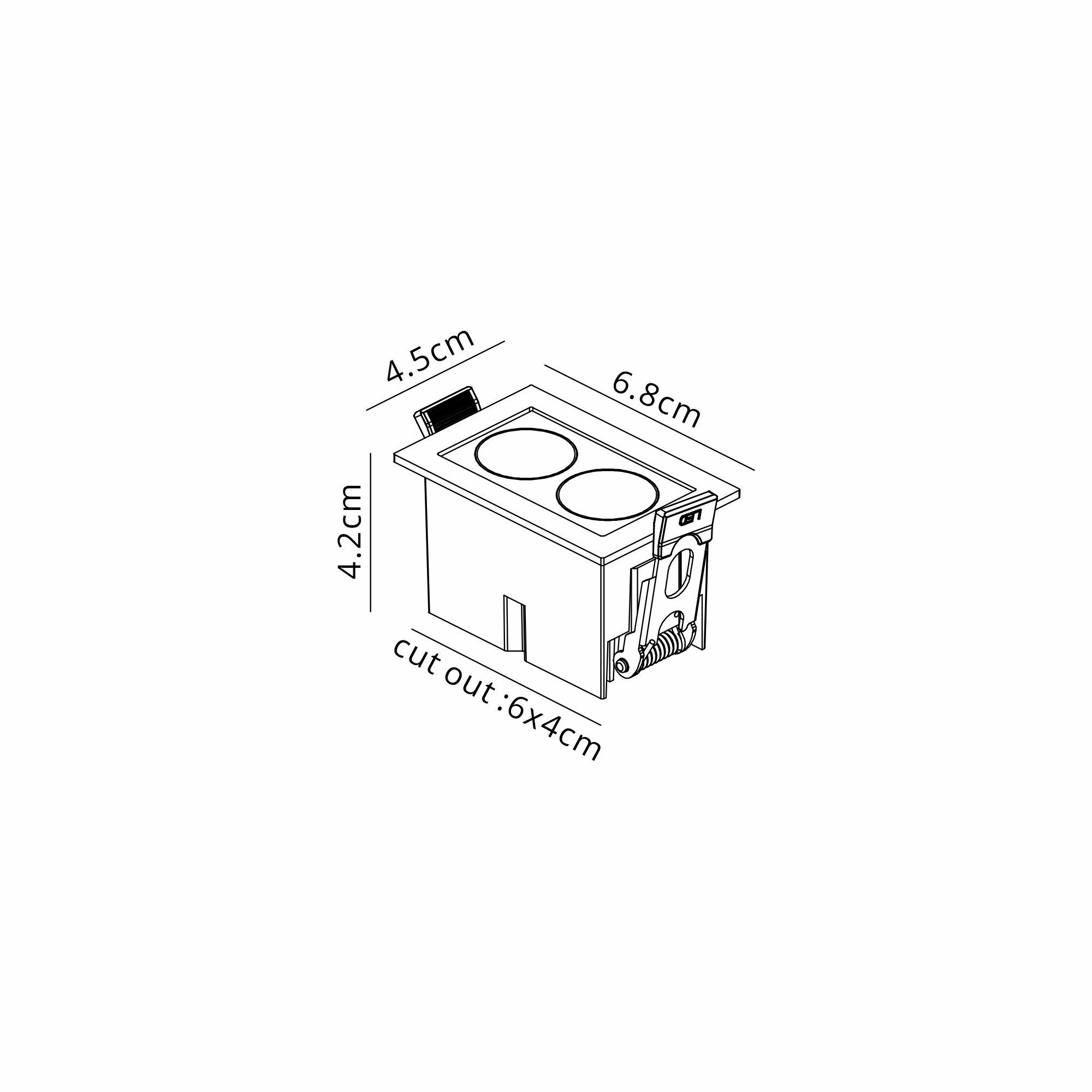 M9129  Blau Linear Recessed Spotlight 2 Light, 6W LED, 3000K, 360lm, Cut Out: L:60mm x W:40mm, Black, Driver Included